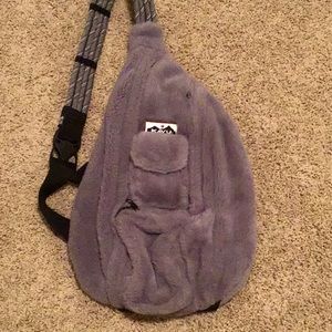 Kavu fuzzy gray rope sling backpack